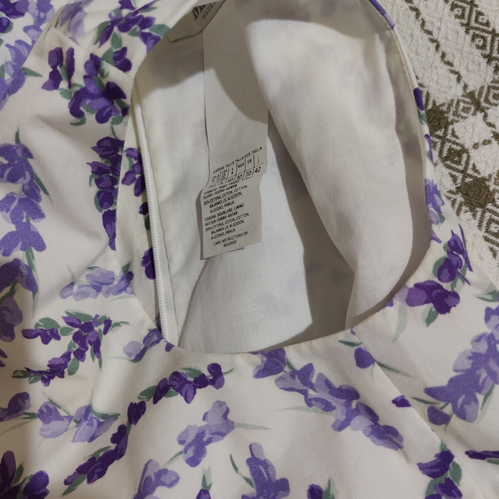MaxMara Cotton Poplin Floral Print Dress - Size 8 - Picture 10 of 12
